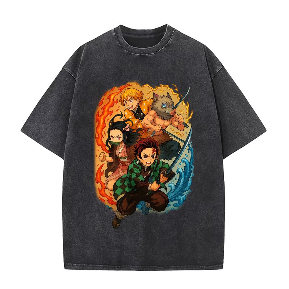 T-shirt Oversize | Demon Slayer | Tanjirō, Nezuko, Zenitsu, Inosuke