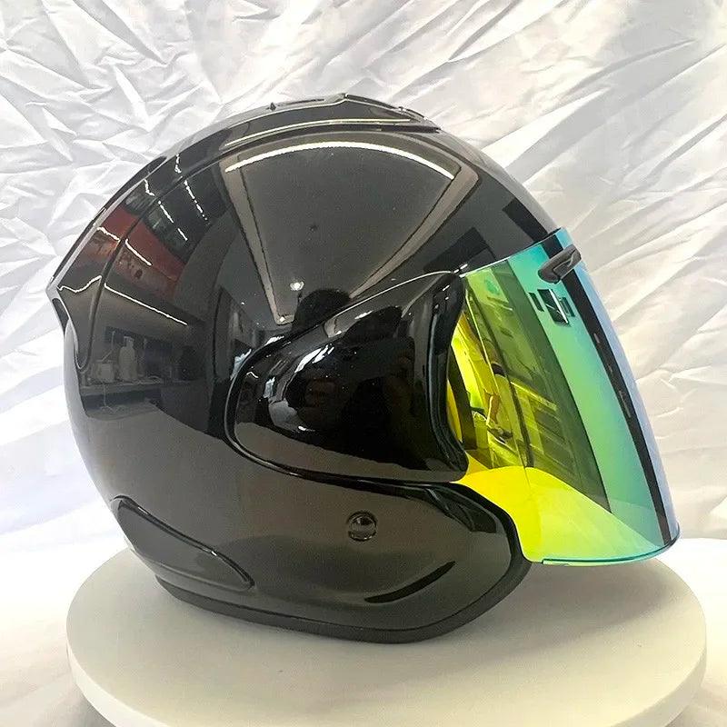 Casque Noir Brillant - VZ-RAM - 3/4 Ouvert pour l'été