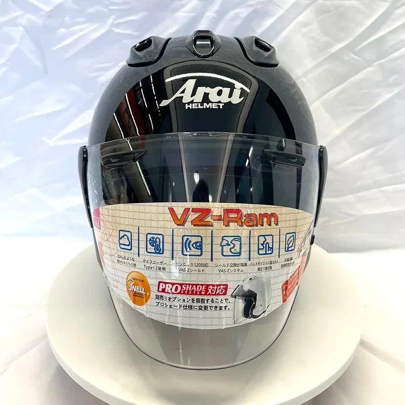 Casque Noir Brillant - VZ-RAM - 3/4 Ouvert pour l'été