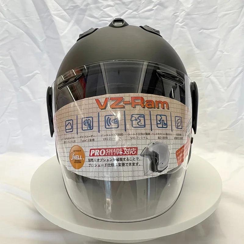 Casque Noir Mat - VZ-RAM - 3/4 ouvert pour l'été
