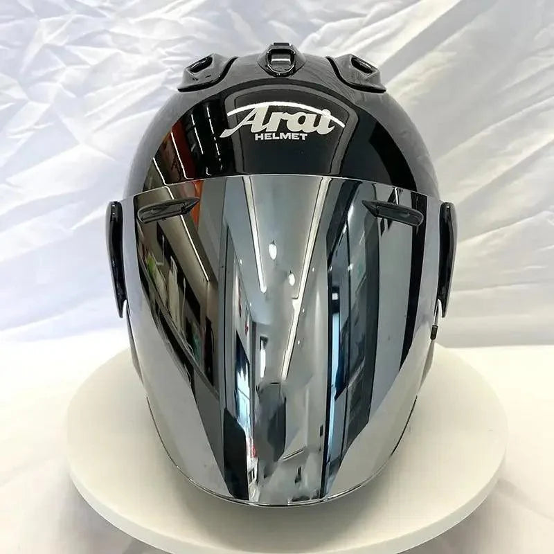 Casque Noir Brillant - VZ-RAM - 3/4 Ouvert pour l'été