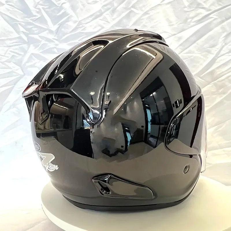 Casque Noir Brillant - VZ-RAM - 3/4 Ouvert pour l'été