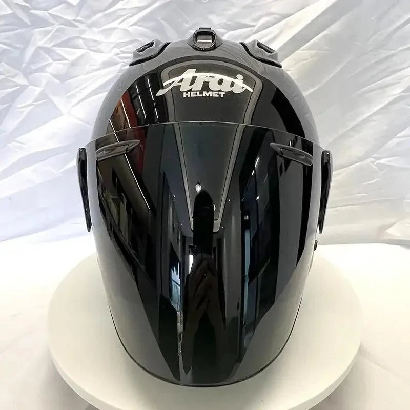 Casque Noir Brillant - VZ-RAM - 3/4 Ouvert pour l'été