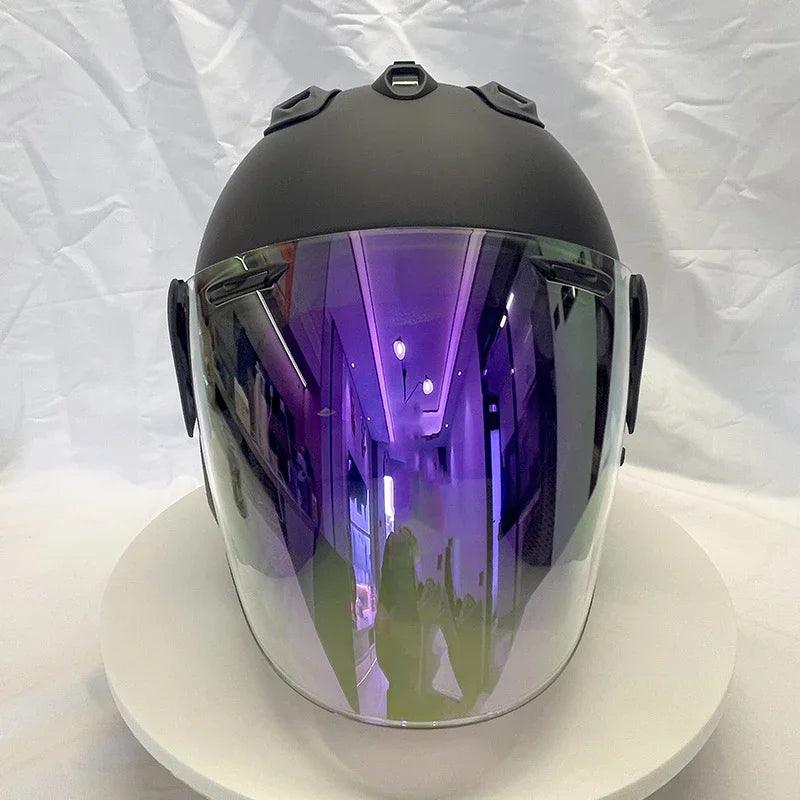 Casque Noir Mat - VZ-RAM - 3/4 ouvert pour l'été