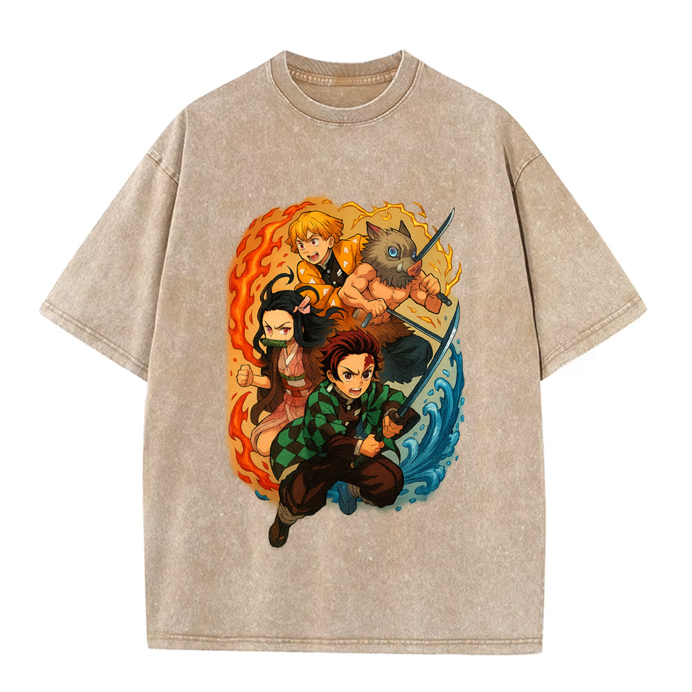 T-shirt Oversize | Demon Slayer | Tanjirō, Nezuko, Zenitsu, Inosuke