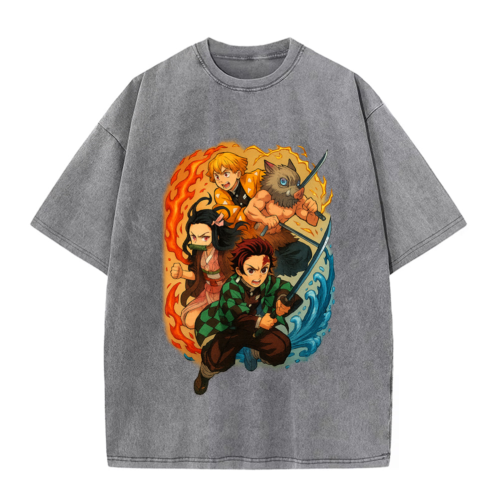 T-shirt Oversize | Demon Slayer | Tanjirō, Nezuko, Zenitsu, Inosuke